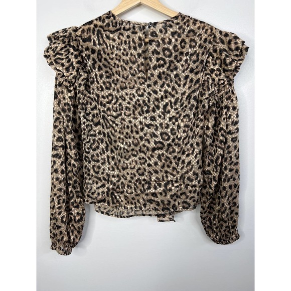 IRO Rusko Strong Shoulder Silk Crew Neck Leopard Top Women's Multi Size: XS NWT - Picture 7 of 10